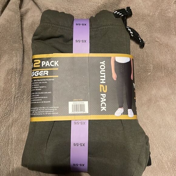 #6 Lee Youth 2-pack Jogger Black & Green Medium 10/12 Rugged Knee Sweatpnts - Picture 2 of 6